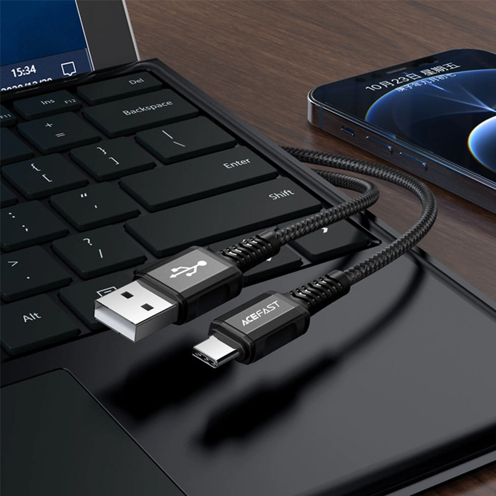 Data- og ladekabel USB-A - USB-C Acefast C1-04, 18W, 1.2m, Svart