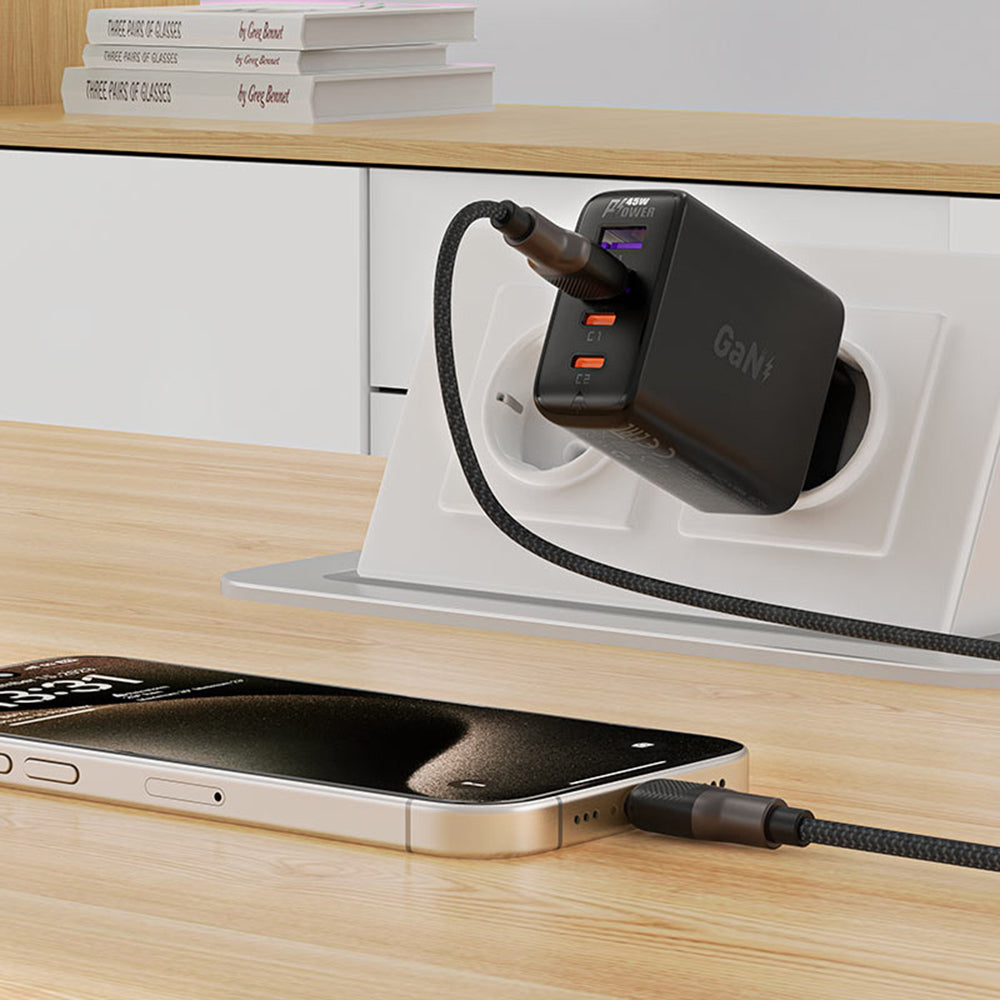 Data- og ladekabel USB-A - USB-C Acefast C10-04, 18W, 1.2m, Svart