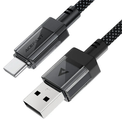 USB-A til USB-C data- og ladekabel Acefast C12-04, 18W, 1.2m, Svart