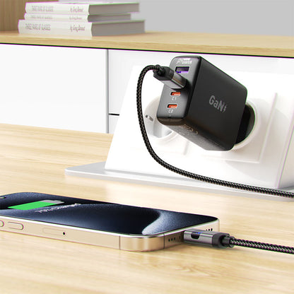 Data- og ladekabel USB-A - USB-C Acefast C15-04 Display, 66W, 1.2m, Svart