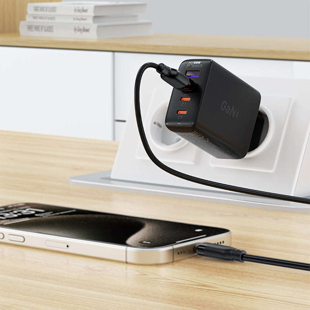 USB-A - USB-C Acefast C16-04 data- og ladekabel, 18W, 1.2m, Svart