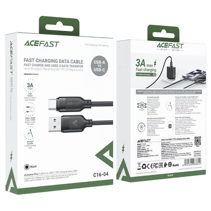 USB-A - USB-C Acefast C16-04 data- og ladekabel, 18W, 1.2m, Svart