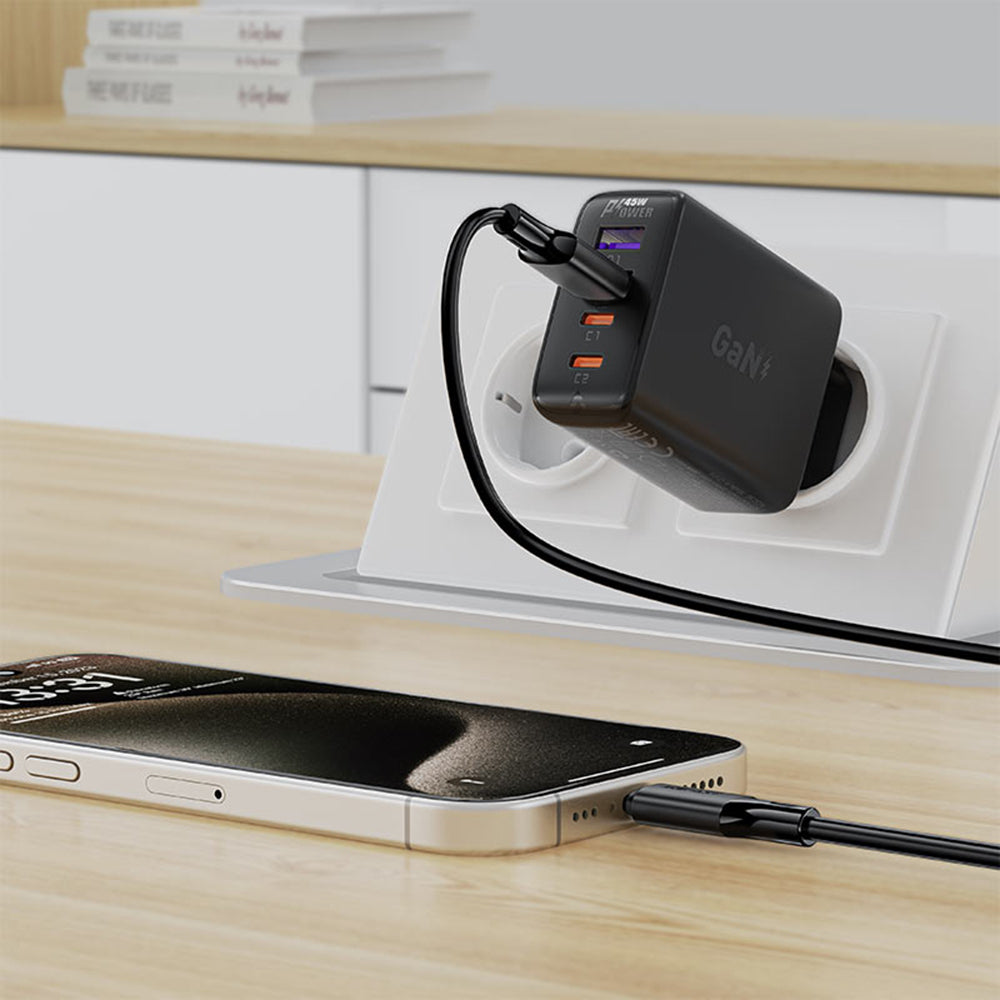 Data- og ladekabel USB-A - USB-C Acefast C17-04, 18W, 1.2m, Svart