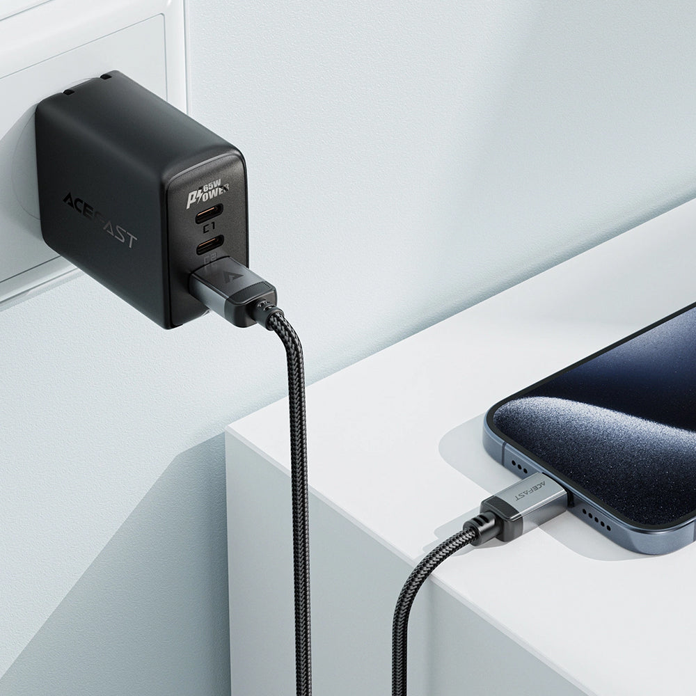 USB-A - USB-C Acefast C20-04 data- og ladekabel, 18W, 1.2m, Svart