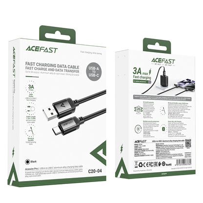 USB-A - USB-C Acefast C20-04 data- og ladekabel, 18W, 1.2m, Svart