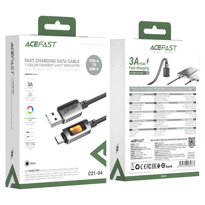 Data- og ladekabel USB-A - USB-C Acefast C21-04, 18W, 1.2m, Svart