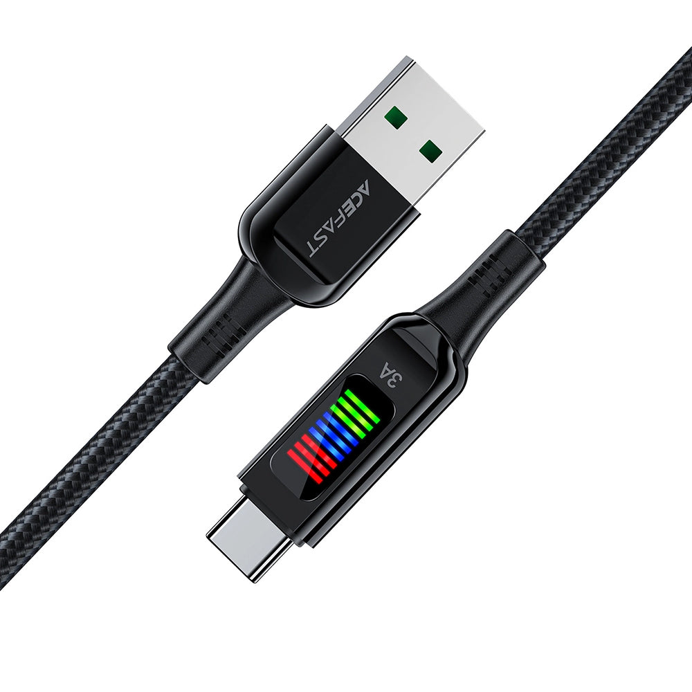 USB-A - USB-C Acefast C7-04 data- og ladekabel, 18W, 1.2m, Svart