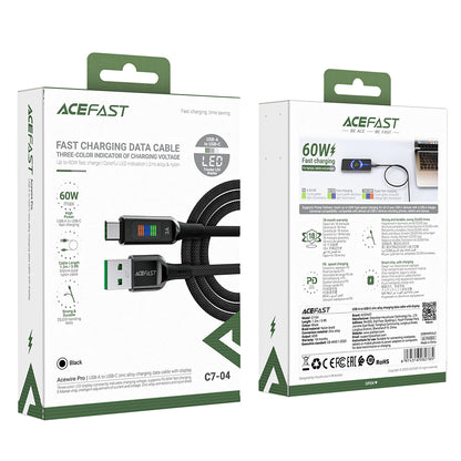 USB-A - USB-C Acefast C7-04 data- og ladekabel, 18W, 1.2m, Svart