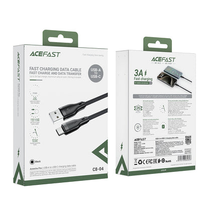 Data- og ladekabel USB-A - USB-C Acefast C8-04, 18W, 1.2m, Svart