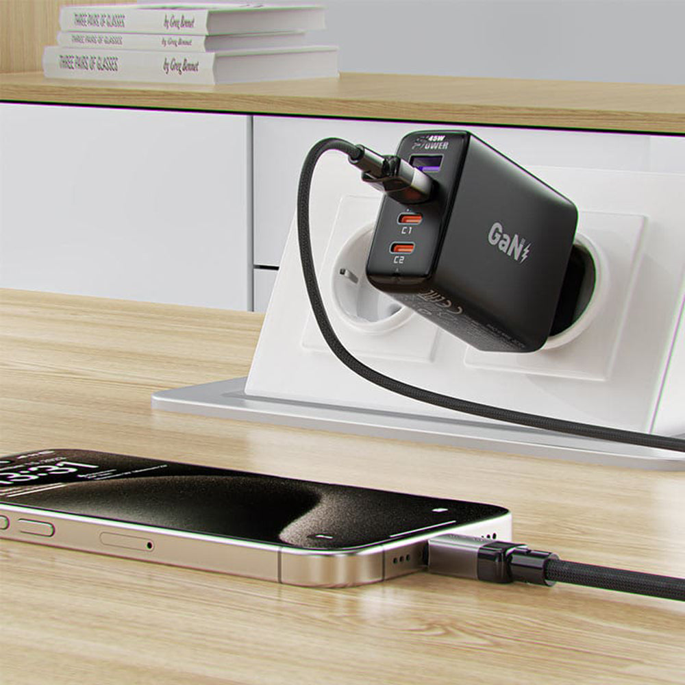 Data- og ladekabel USB-A - USB-C Acefast C9-04, 18W, 1.2m, Svart