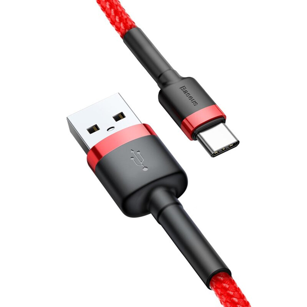 Data- og ladekabel USB-A - USB-C Baseus Cafule, 18W, 3m, Rød CATKLF-U09