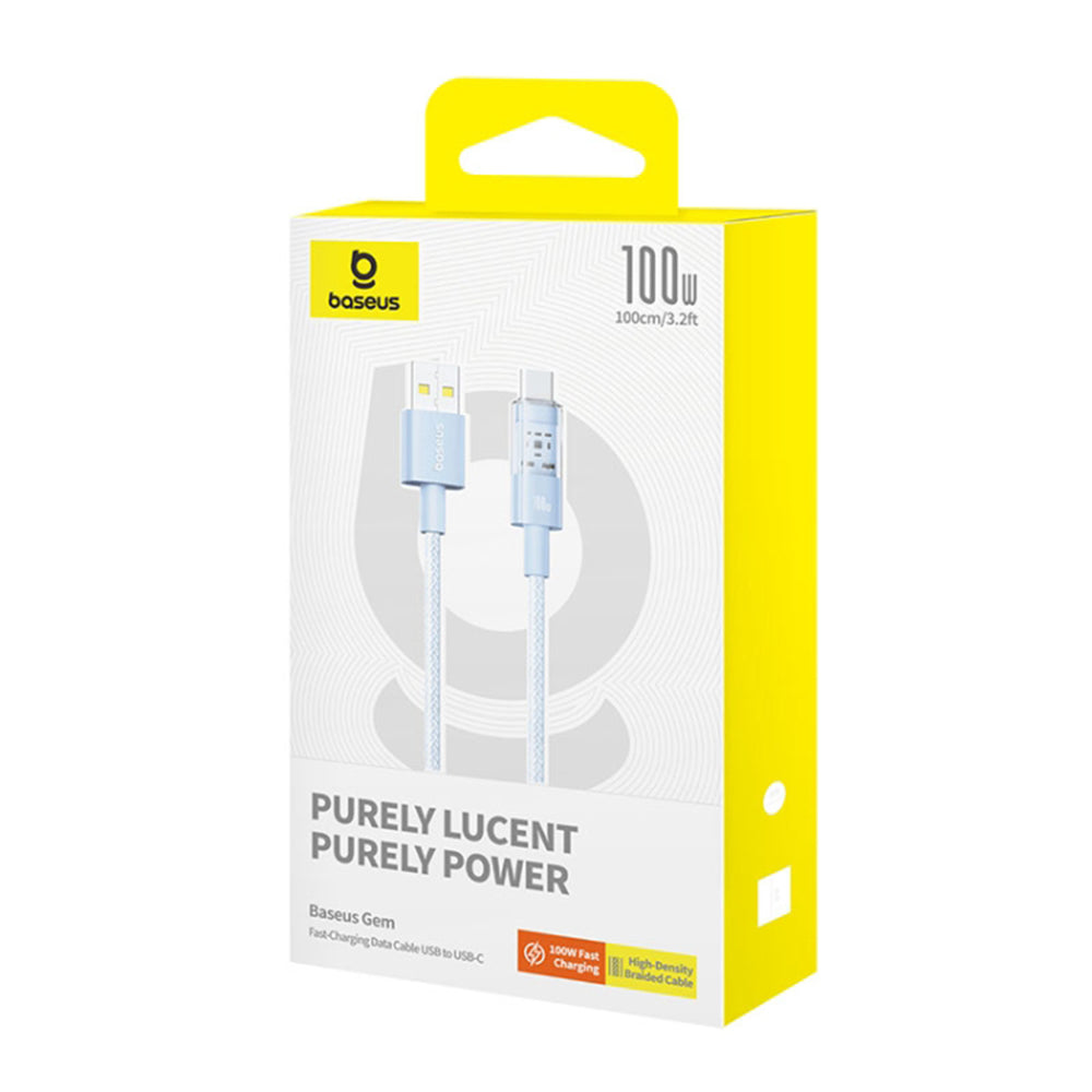Data- og ladekabel USB-A - USB-C Baseus Gem, 100W, 1m, Blå P10373002311-00