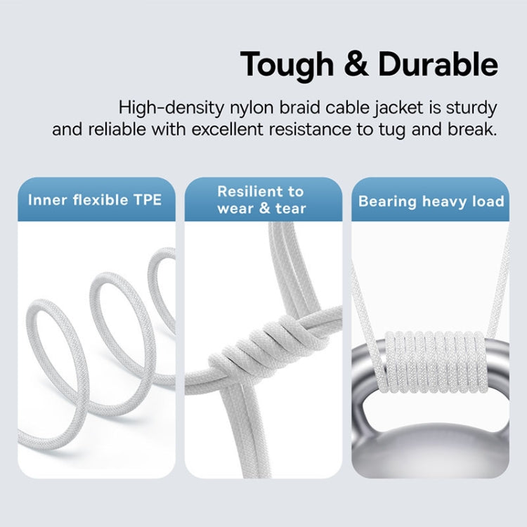 USB-A - USB-C Baseus Gem data- og ladekabel, 100W, 2m, Hvit P10373002211-01