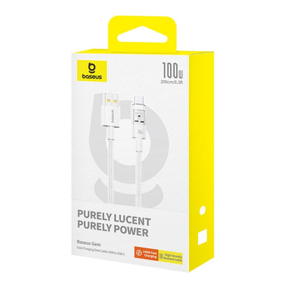 USB-A - USB-C Baseus Gem data- og ladekabel, 100W, 2m, Hvit P10373002211-01