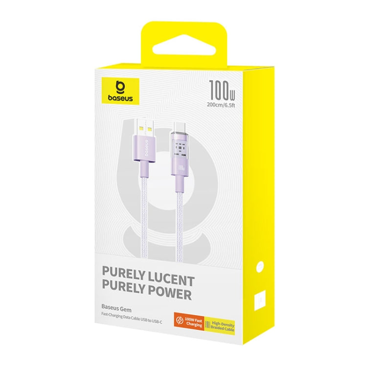 Data- og ladekabel USB-A - USB-C Baseus Gem, 100W, 2m, Lilla P10373002511-01
