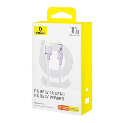 Data- og ladekabel USB-A - USB-C Baseus Gem, 100W, 2m, Lilla P10373002511-01