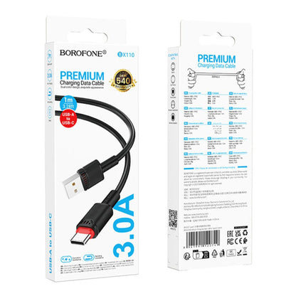 Data- og ladekabel USB-A - USB-C Borofone BX110 Beneficio, 18W, 1m, Svart