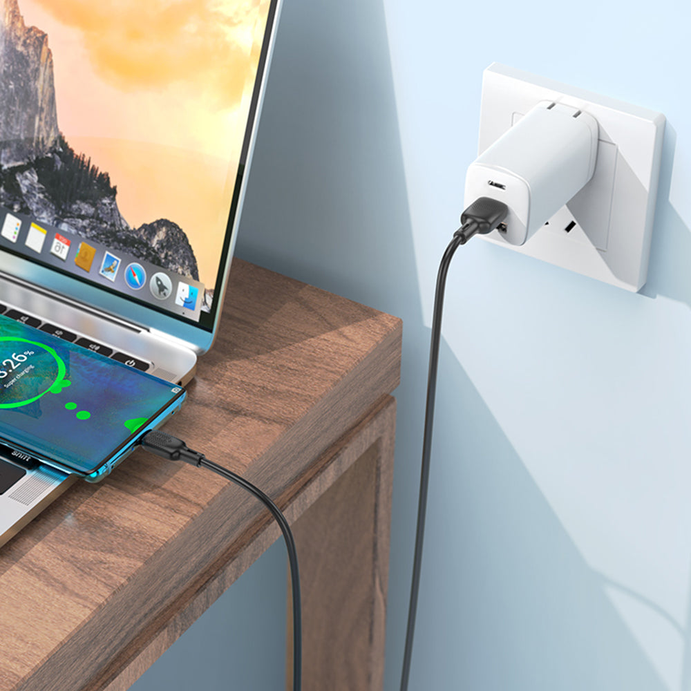 USB-A - USB-C data- og ladekabel Borofone BX113 Lenny, 18W, 1m, Svart