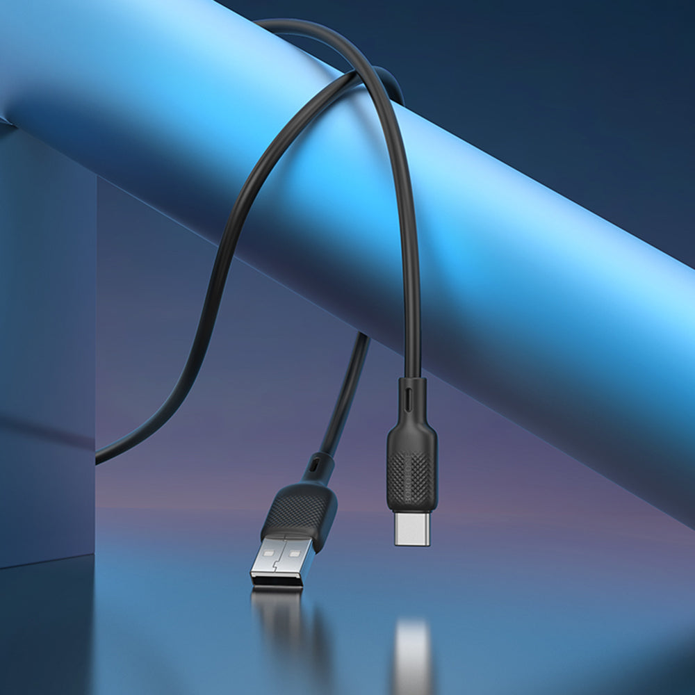 USB-A - USB-C Borofone BX113 Lenny data- og ladekabel, 18W, 2m, Svart