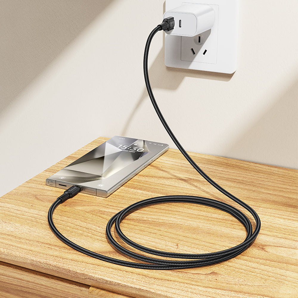 Data- og ladekabel USB-A - USB-C Borofone BX116 Certain, 18W, 1m, Svart