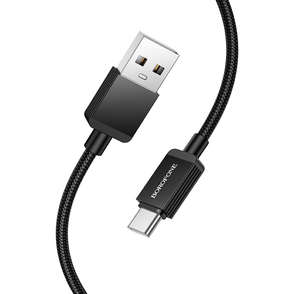 Data- og ladekabel USB-A - USB-C Borofone BX120 Placer, 18W, 1m, Svart