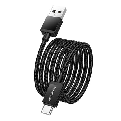 Data- og ladekabel USB-A - USB-C Borofone BX120 Placer, 18W, 1m, Svart