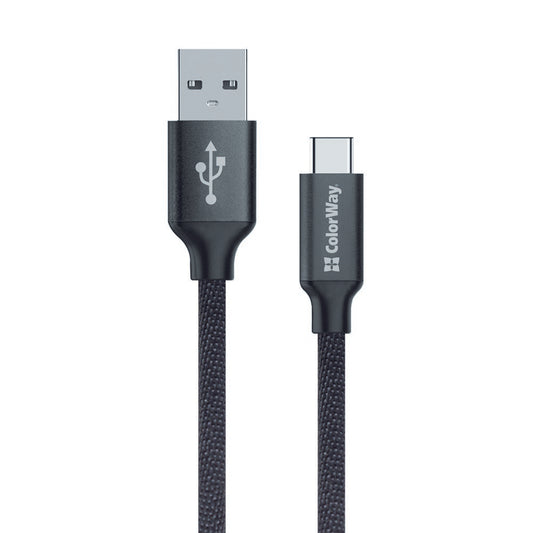 Data- og ladekabel USB-A - USB-C ColorWay CW-CBUC003, 18W, 1m, Svart
