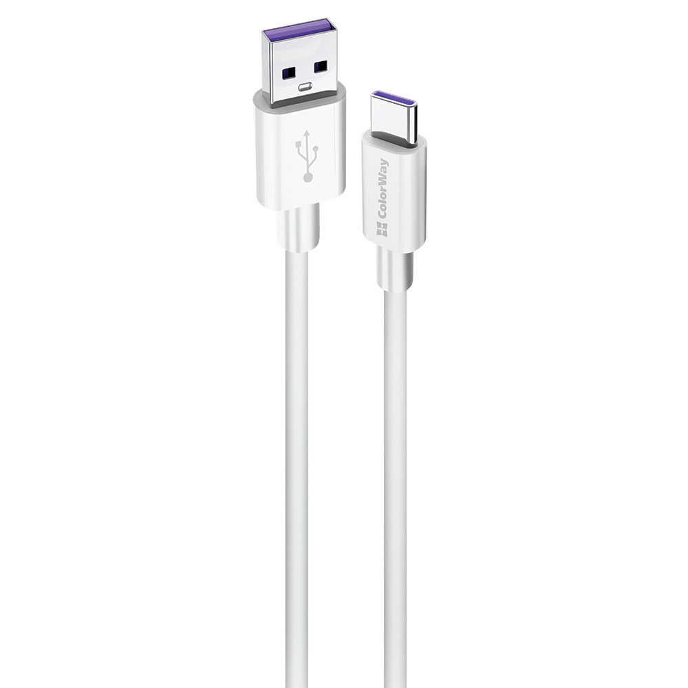 Data- og ladekabel USB-A - USB-C ColorWay CW-CBUC019, 18W, 1m, Hvit