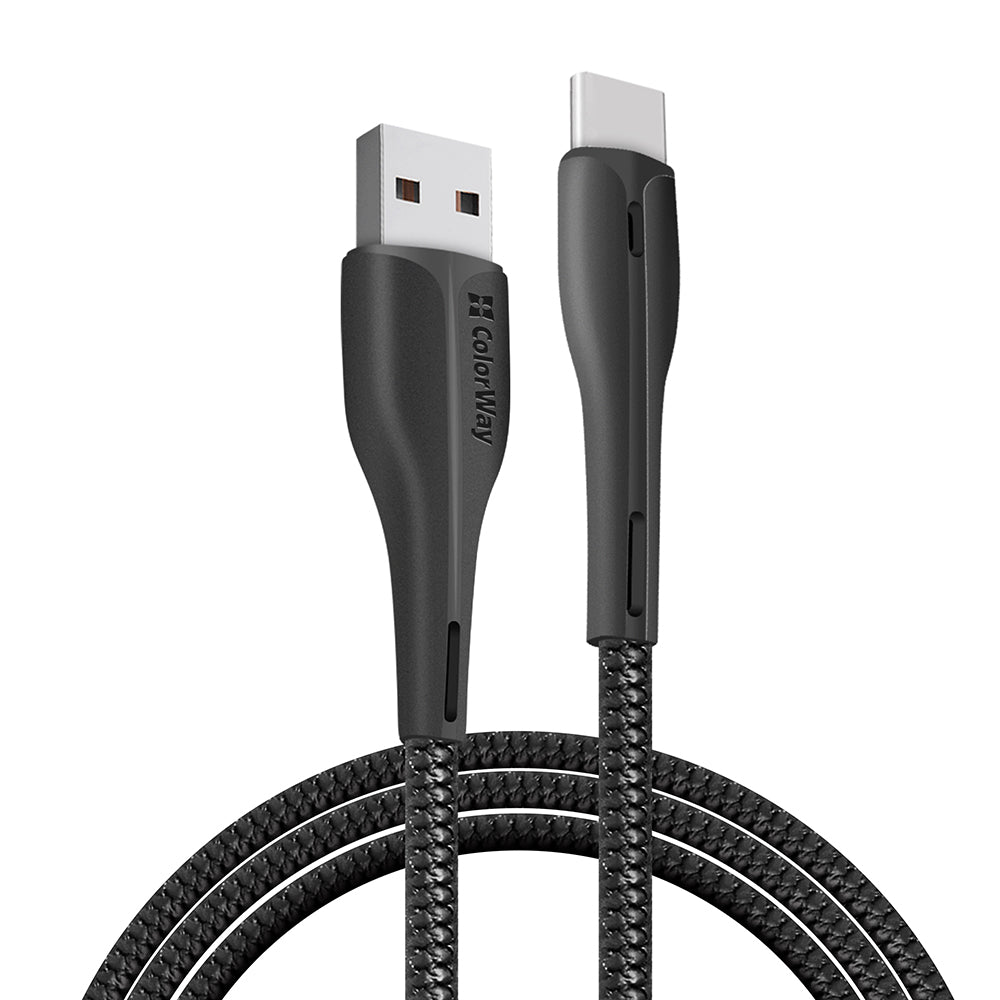 Data- og ladekabel USB-A - USB-C ColorWay CW-CBUC034, 18W, 1m, Svart