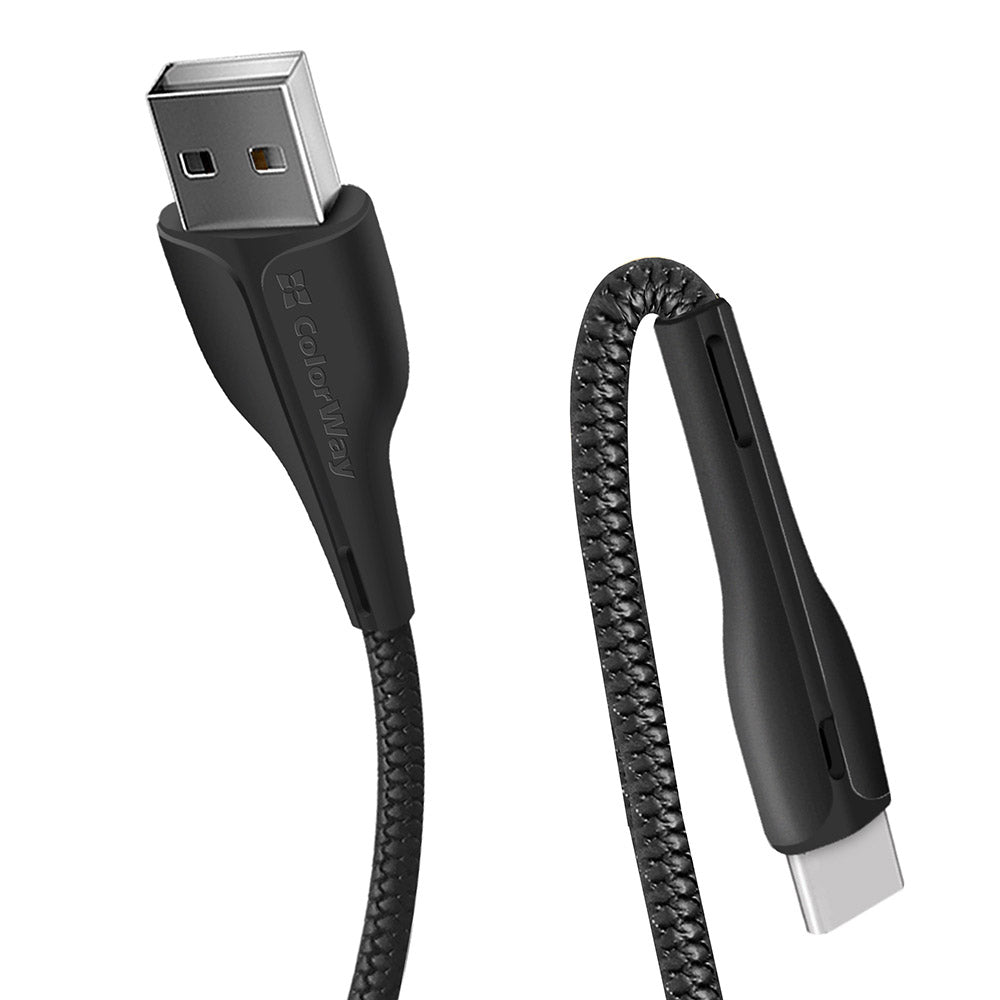 Data- og ladekabel USB-A - USB-C ColorWay CW-CBUC034, 18W, 1m, Svart