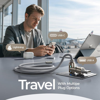 Data- og ladekabel USB-A / USB-C - Lightning / USB-C Lisen 4in1, 240W, 2m, Grå YL0124110002