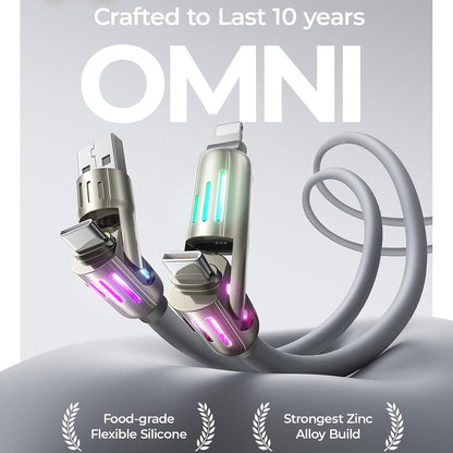 Data- og ladekabel USB-A / USB-C - Lightning / USB-C Lisen 4in1, 240W, 2m, Grå YL0124110002