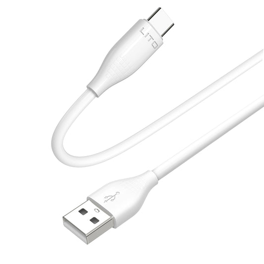 Data- og ladekabel USB-A - USB-C Lito LD03T, 18W, 1m, Hvit