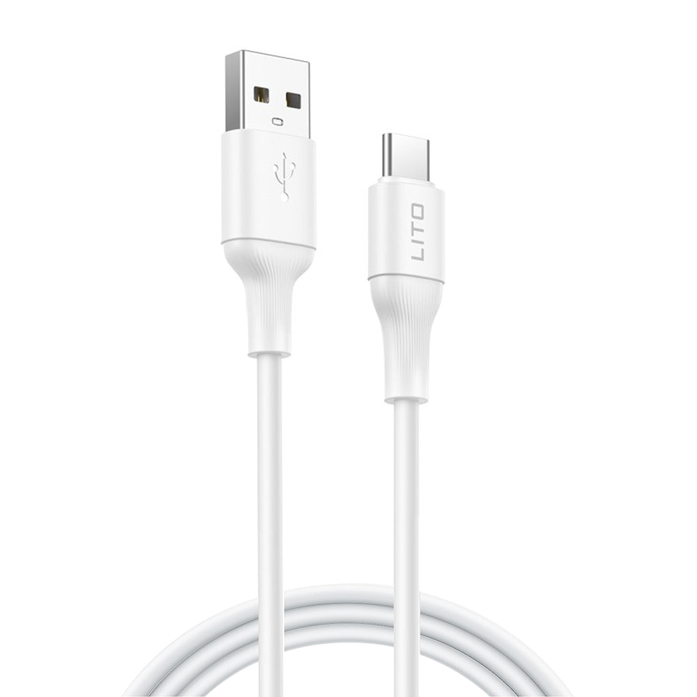 Data- og ladekabel USB-A - USB-C Lito LD06T, 18W, 1m, Hvit