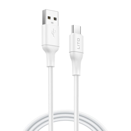 Data- og ladekabel USB-A - USB-C Lito LD06T, 18W, 1m, Hvit