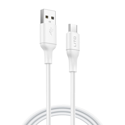 Data- og ladekabel USB-A - USB-C Lito LD06T, 18W, 1m, Hvit