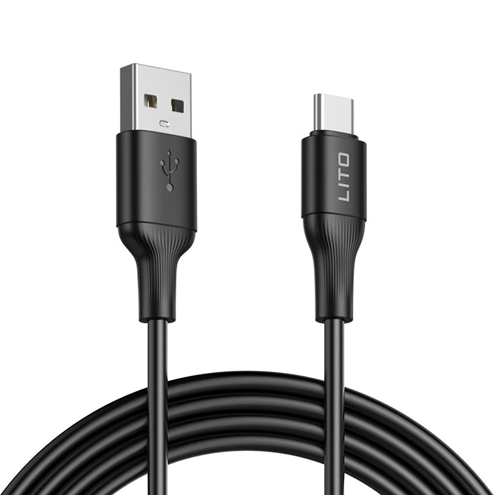 Data- og ladekabel USB-A - USB-C Lito LD06T, 18W, 1m, Svart