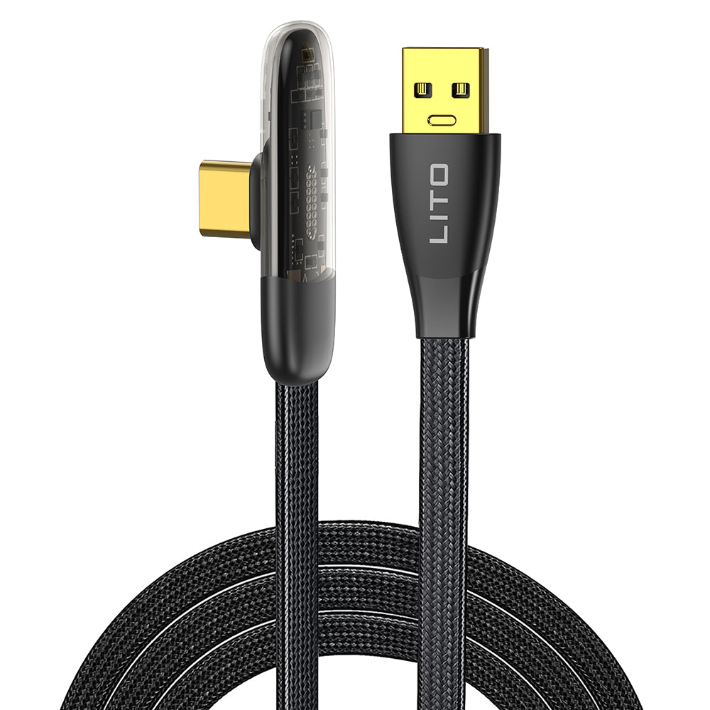 USB-A - USB-C Lito LD11C data- og ladekabel, 18W, 1m, Svart