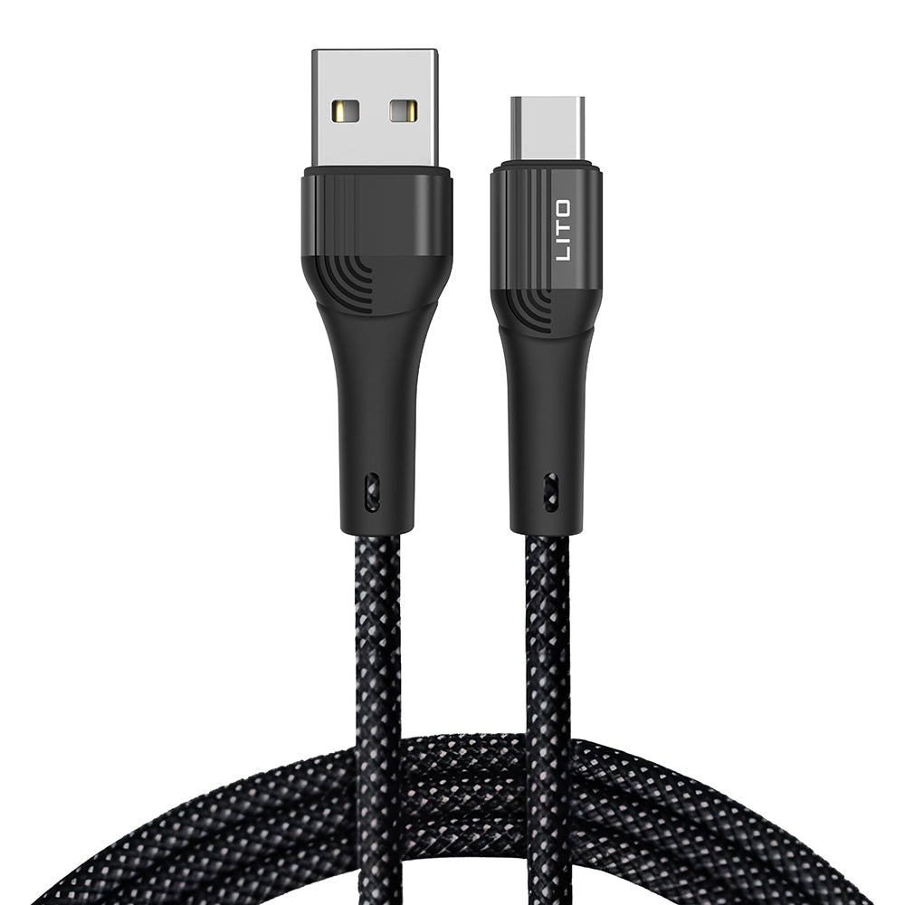 Data- og ladekabel USB-A - USB-C Lito LD14, 60W, 1m, Svart