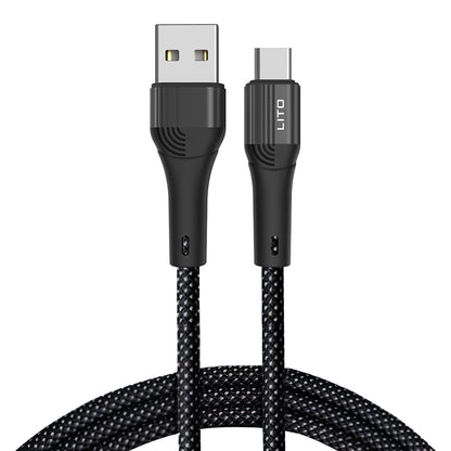 Data- og ladekabel USB-A - USB-C Lito LD14, 60W, 1m, Svart
