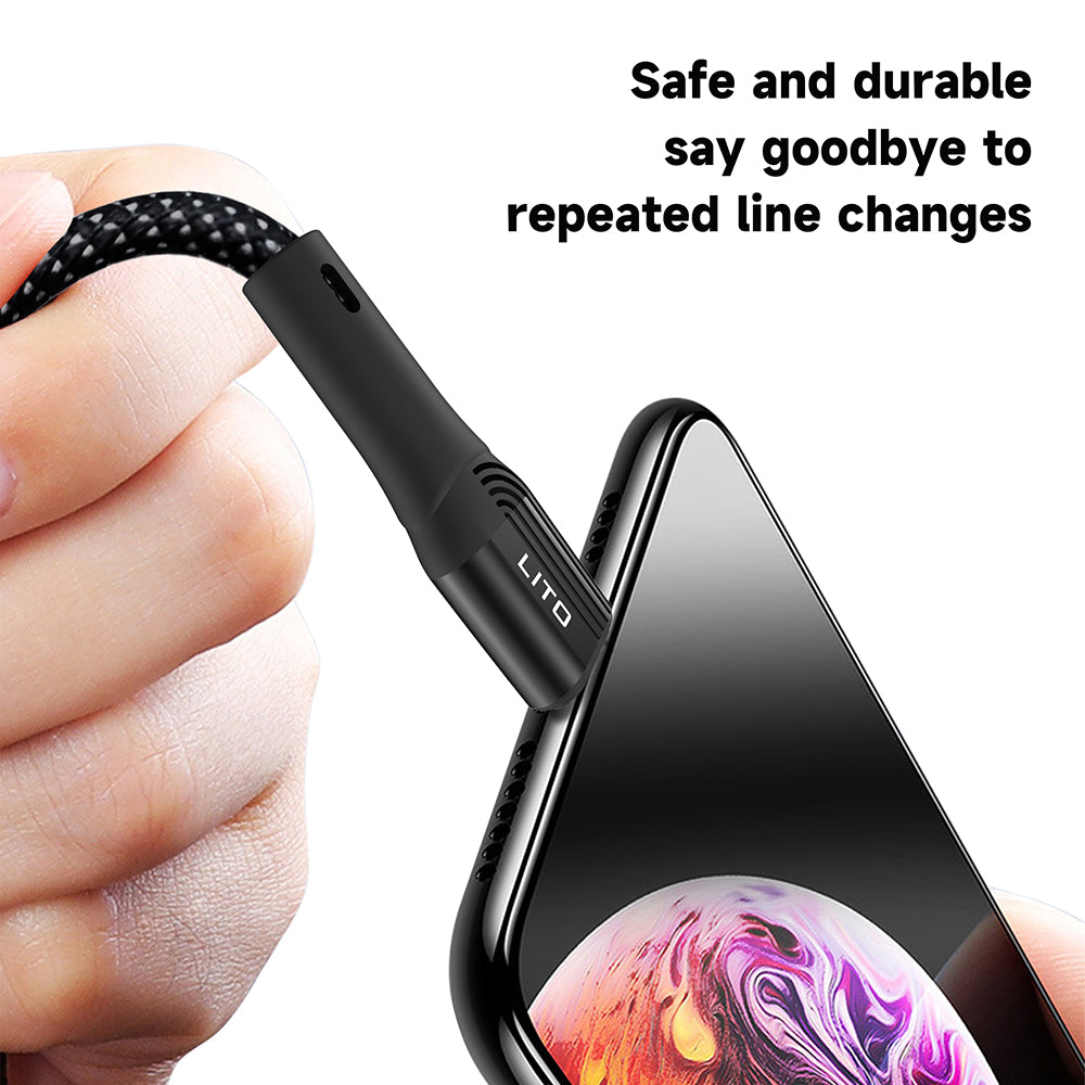 Data- og ladekabel USB-A - USB-C Lito LD14, 60W, 1m, Svart