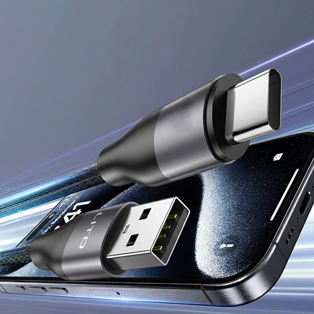 Data- og ladekabel USB-A - USB-C Lito LD23T, 18W, 1m, Grå