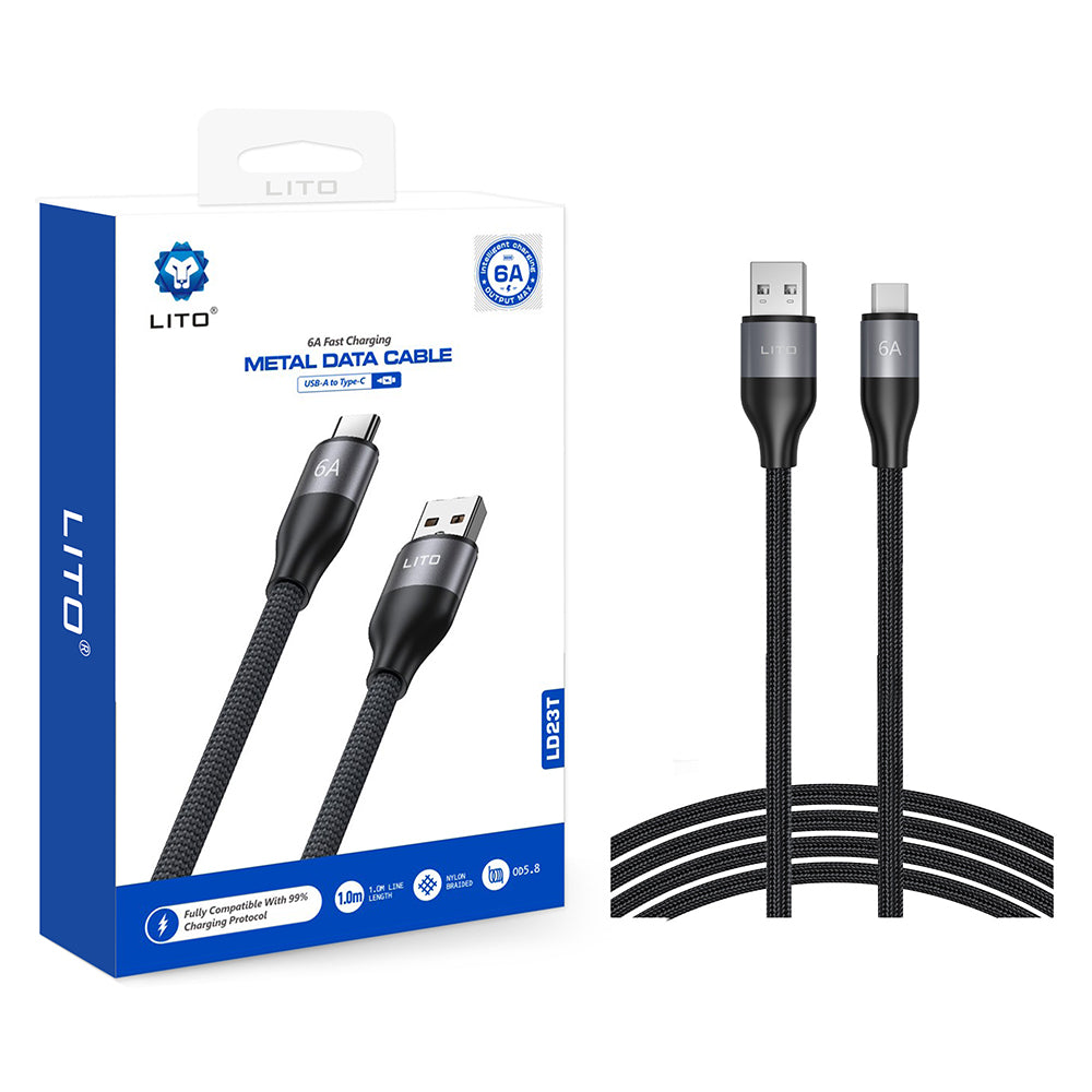 Data- og ladekabel USB-A - USB-C Lito LD23T, 18W, 1m, Grå
