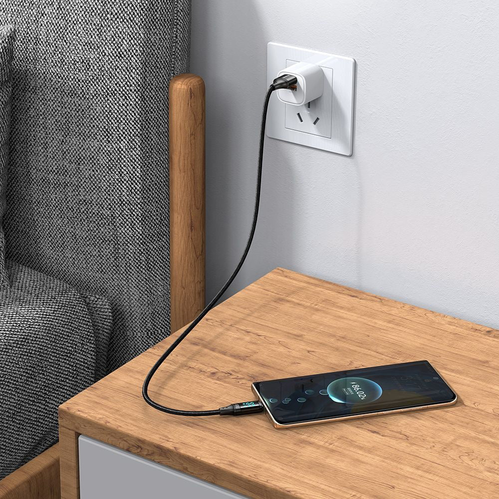 Data- og ladekabel USB-A - USB-C McDodo CA-1080 Display, 66W, 1.2m, Svart