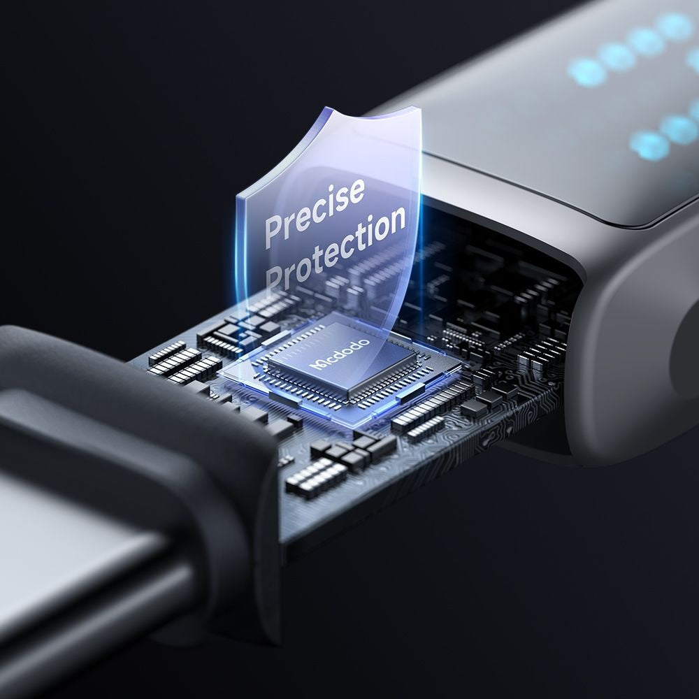 Data- og ladekabel USB-A - USB-C McDodo CA-2350 Display, 100W, 1.2m, Svart