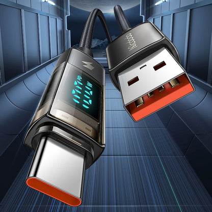 USB-A - USB-C McDodo CA-3630 Data- og Ladekabel med Auto Power Off-skjerm, 66W, 1.2m, Svart