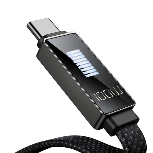 Data- og ladekabel USB-A - USB-C McDodo CA-4980 Rythm Display, 100W, 1.2m, Svart