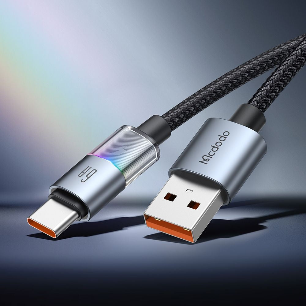 Data- og ladekabel USB-A - USB-C McDodo CA-8180 Colorful, 66W, 1.2m, Svart