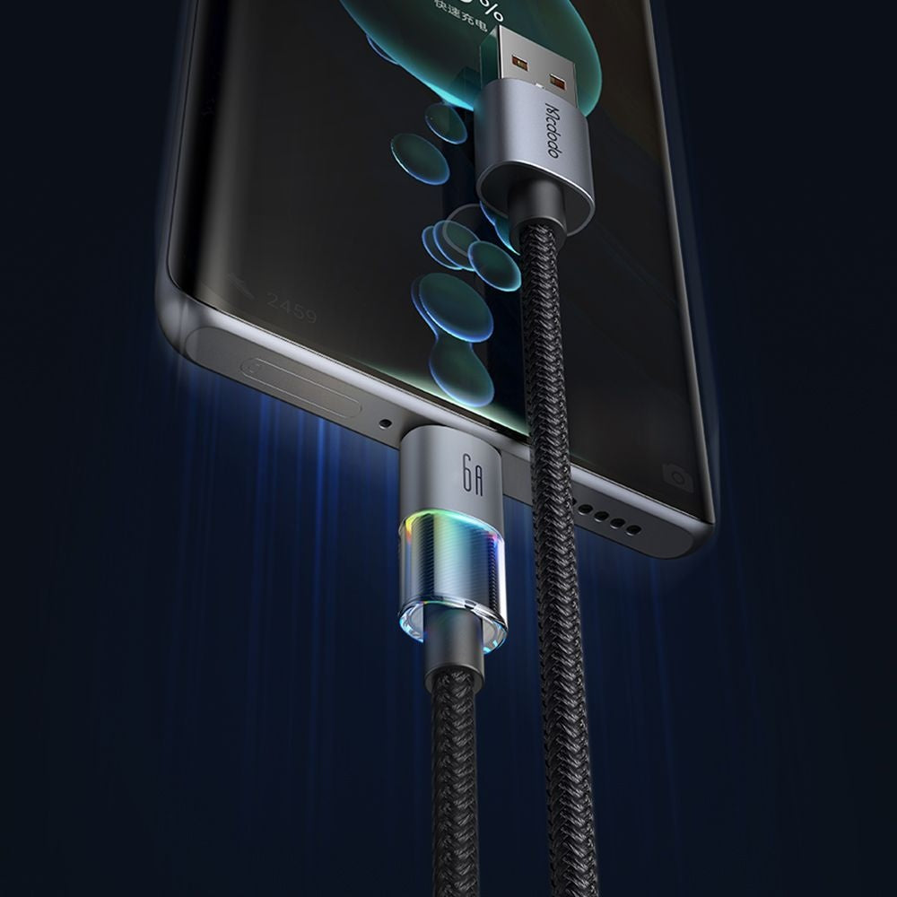 Data- og ladekabel USB-A - USB-C McDodo CA-8180 Colorful, 66W, 1.2m, Svart