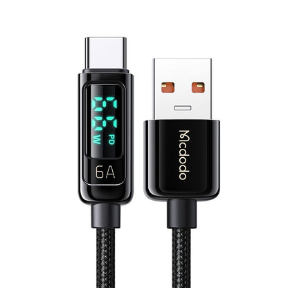 Data- og ladekabel USB-A - USB-C McDodo CA-8690 Display, 66W, 1.2m, Svart